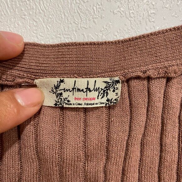 Free People Intimately Ribbed Knit Button Vest Tank Top Brown Size M - Picture 3 of 6